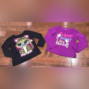 Lot of 2 Toddler Girl Graphic Tees 3T Leopard Cat Cute Core Y2K Kids